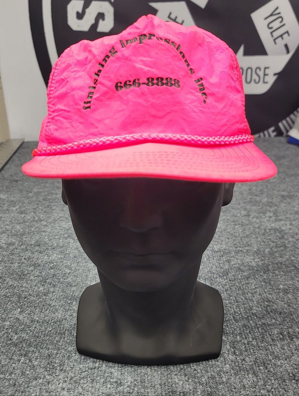 Vintage 90s Speedway Neon Pink Finishing Impressions Rope Trucker Hat Cap